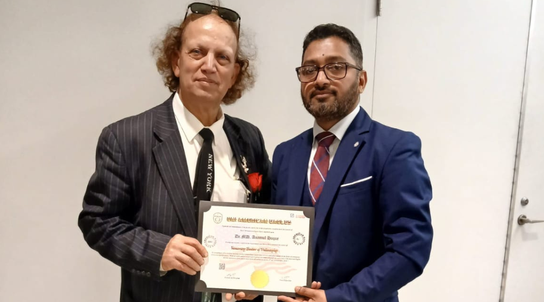 Dr J Tony Giving Certificate